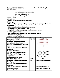 Giáo án Giáo dục thể chất 6 - Tuần 1 - Năm họ