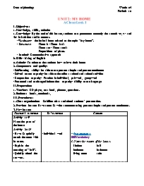 Giáo án môn Tiếng Anh 6 - Week 4 - Năm học 20