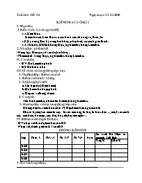 Giáo án Sinh học 6 - Tuần 16 - Năm học 2020-2