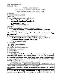 Giáo án Sinh học Lớp 6 - Tuần 1 - Năm học 202