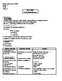 Giáo án Tiếng Anh 6 - Week 1 - Năm học 2019-2