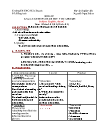 Giáo án Tiếng Anh 6 - Week 1 - Nguyễn Ngọc Tr