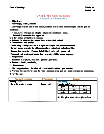 Giáo án Tiếng Anh 6 - Week 2 - Năm học 2018-2