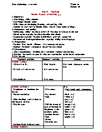 Giáo án Tiếng Anh 6 - Week 20 - Năm học 2020-