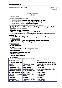 Giáo án Tiếng anh 6 - Week 20, Unit 9+10 - Nă