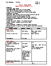 Giáo án Tiếng Anh 6 - Week 21 - Năm học 2020-