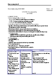 Giáo án Tiếng anh 6 - Week 21, Unit 10: Stayi