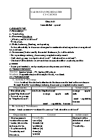 Giáo án Tiếng Anh 6 - Week 22 - Năm học 2020-