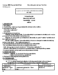 Giáo án Tiếng Anh 6 - Week 26 - Năm học 2020-