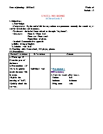 Giáo án Tiếng Anh 6 - Week 4 - Năm học 2018-2