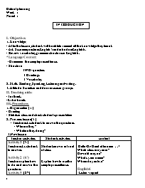 Giáo án Tiếng Anh Lớp 6 - Week 1 - Năm học 20