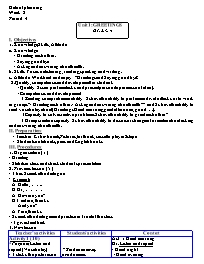 Giáo án Tiếng Anh Lớp 6 - Week 2 - Năm học 20