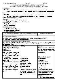 Giáo án Tự chọn Ngữ văn 6 - Tiết 16: Rèn kĩ n
