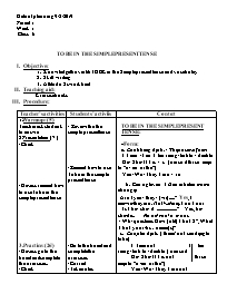 Giáo án Tự chọn Tiếng Anh 6 - Week 1 - Năm họ