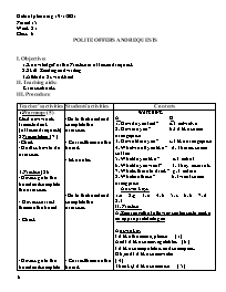 Giáo án Tự chọn Tiếng Anh 6 - Week 21: Polite