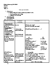 Giáo án Tự chọn Tiếng Anh 6 - Week 3 - Năm họ