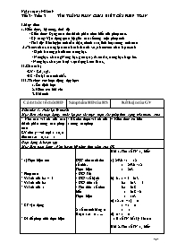 Giáo án Tự chọn Toán 6 - Tuần 3, Tiết 3: Tìm 