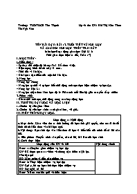 Kế hoạch bài dạy Địa lí 6 - Tuần 17 - Năm học