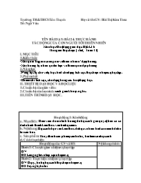 Kế hoạch bài dạy Địa lí 6 - Tuần 33 - Năm học