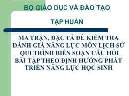 Tập huấn Ma trận, đặc tả đề kiểm tra đánh giá